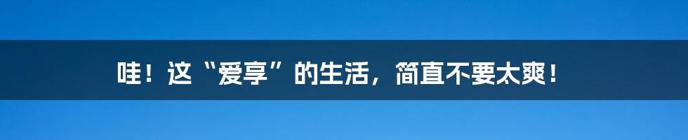哇!这“爱享”的生活,简直不要太爽!