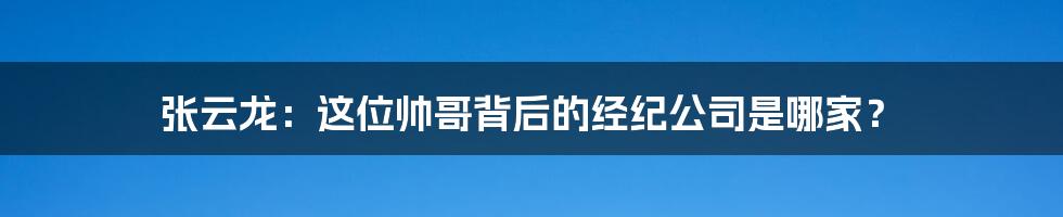 张云龙:这位帅哥背后的经纪公司是哪家?