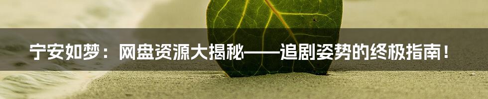 宁安如梦:网盘资源大揭秘——追剧姿势的终极指南!