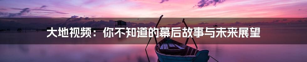 大地视频:你不知道的幕后故事与未来展望