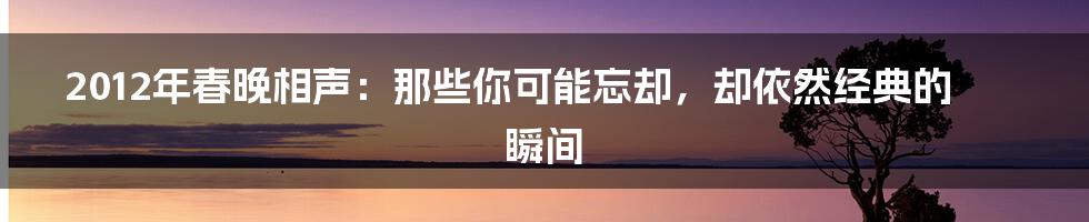 2012年春晚相声:那些你可能忘却,却依然经典的瞬间