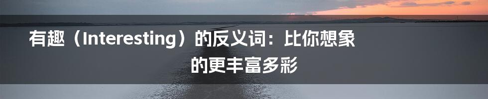 有趣(Interesting)的反义词:比你想象的更丰富多彩