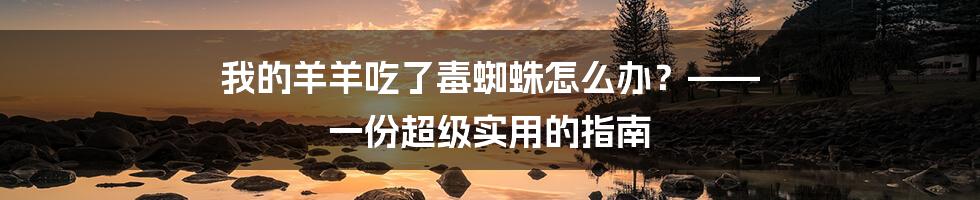 我的羊羊吃了毒蜘蛛怎么办?—— 一份超级实用的指南