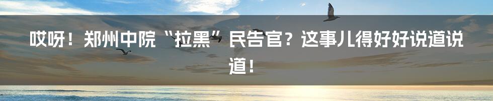 哎呀!郑州中院“拉黑”民告官?这事儿得好好说道说道!