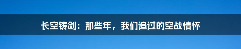 长空铸剑：那些年，我们追过的空战情怀