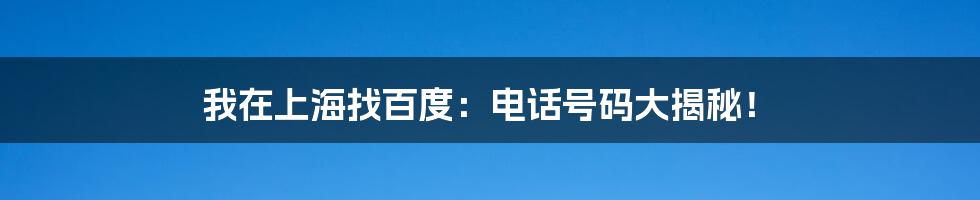 我在上海找百度:电话号码大揭秘!