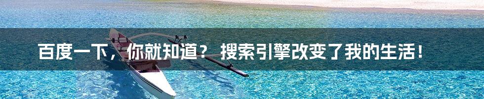 百度一下,你就知道? 搜索引擎改变了我的生活!
