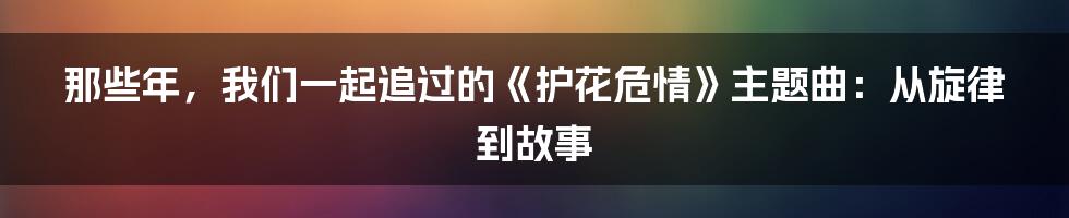 那些年,我们一起追过的《护花危情》主题曲:从旋律到故事