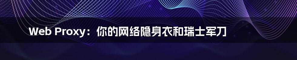 Web Proxy:你的网络隐身衣和瑞士军刀