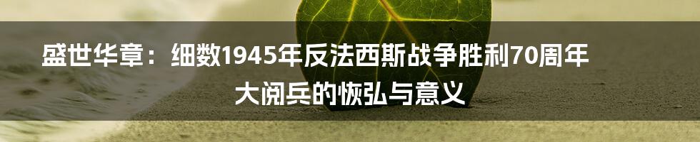 盛世华章:细数1945年反法西斯战争胜利70周年大阅兵的恢弘与意义