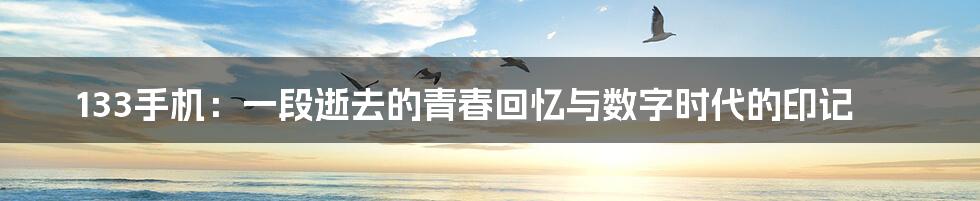133手机:一段逝去的青春回忆与数字时代的印记