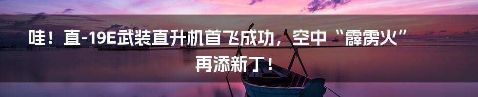 哇!直-19E武装直升机首飞成功,空中“霹雳火”再添新丁!