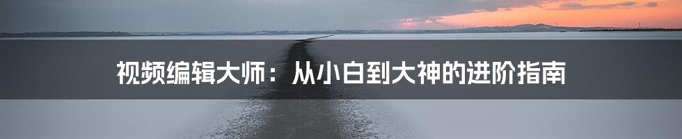视频编辑大师:从小白到大神的进阶指南