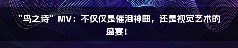 “鸟之诗”MV:不仅仅是催泪神曲,还是视觉艺术的盛宴!
