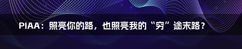 PIAA：照亮你的路，也照亮我的“穷”途末路？