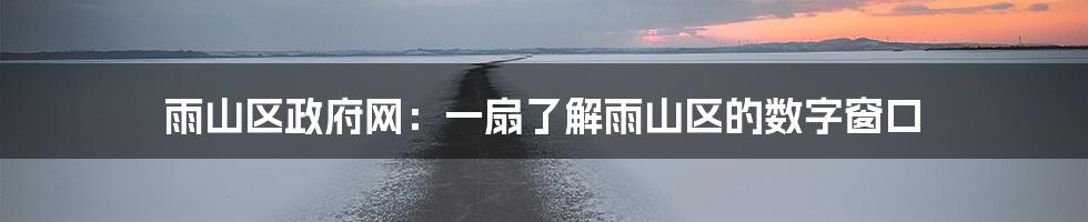 雨山区政府网：一扇了解雨山区的数字窗口