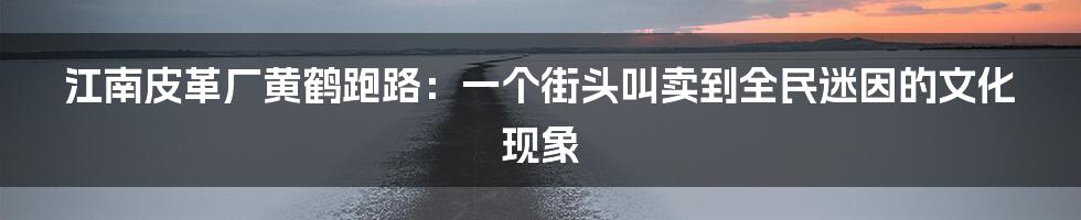 江南皮革厂黄鹤跑路:一个街头叫卖到全民迷因的文化现象