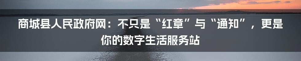 商城县人民政府网:不只是“红章”与“通知”,更是你的数字生活服务站