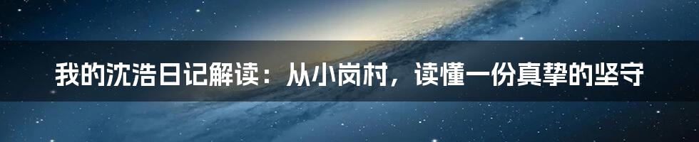 我的沈浩日记解读:从小岗村,读懂一份真挚的坚守