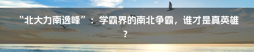 “北大力南逸峰”:学霸界的南北争霸,谁才是真英雄?