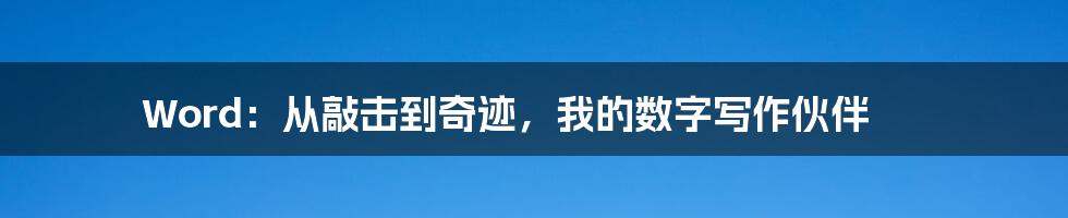 Word:从敲击到奇迹,我的数字写作伙伴