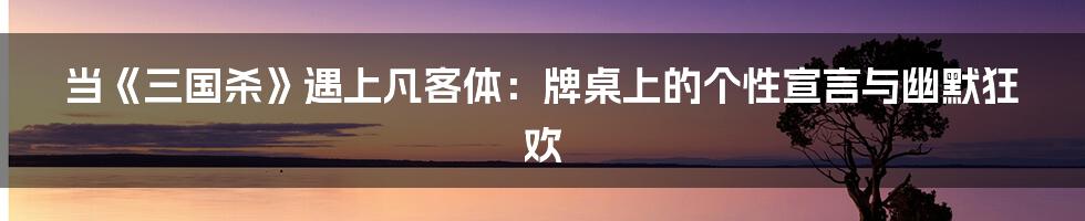 当《三国杀》遇上凡客体:牌桌上的个性宣言与幽默狂欢