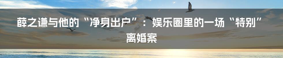 薛之谦与他的“净身出户”：娱乐圈里的一场“特别”离婚案