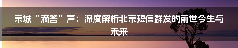 京城“滴答”声:深度解析北京短信群发的前世今生与未来