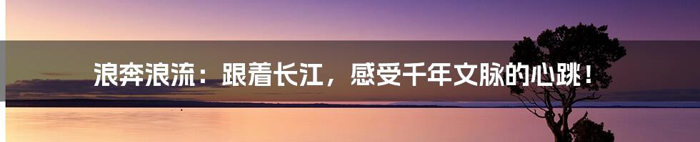 浪奔浪流:跟着长江,感受千年文脉的心跳!