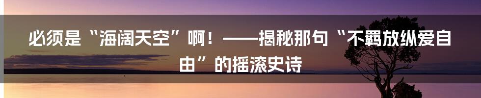 必须是“海阔天空”啊!——揭秘那句“不羁放纵爱自由”的摇滚史诗
