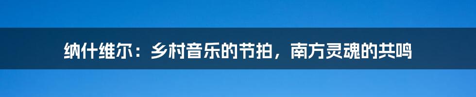 纳什维尔:乡村音乐的节拍,南方灵魂的共鸣