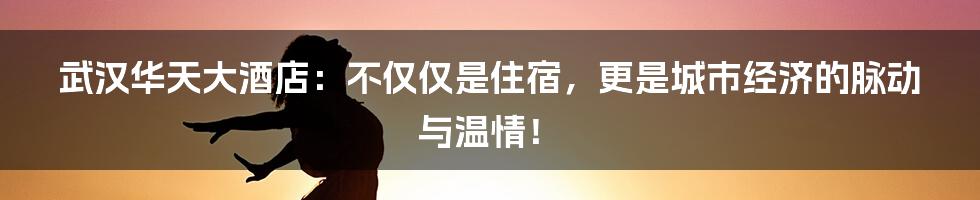 武汉华天大酒店:不仅仅是住宿,更是城市经济的脉动与温情!