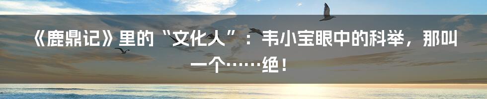 《鹿鼎记》里的“文化人”:韦小宝眼中的科举,那叫一个……绝!