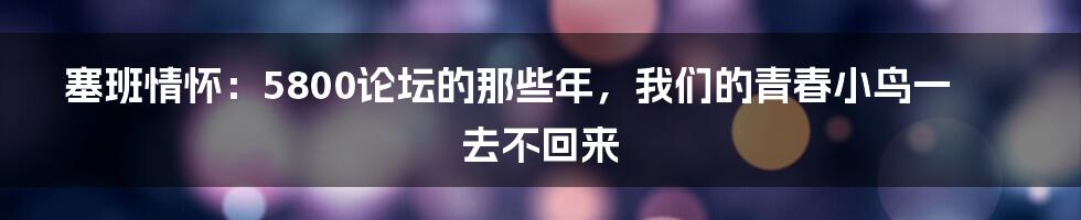 塞班情怀:5800论坛的那些年,我们的青春小鸟一去不回来