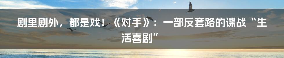 剧里剧外，都是戏！《对手》：一部反套路的谍战“生活喜剧”