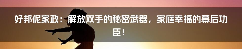 好邦伲家政:解放双手的秘密武器,家庭幸福的幕后功臣!