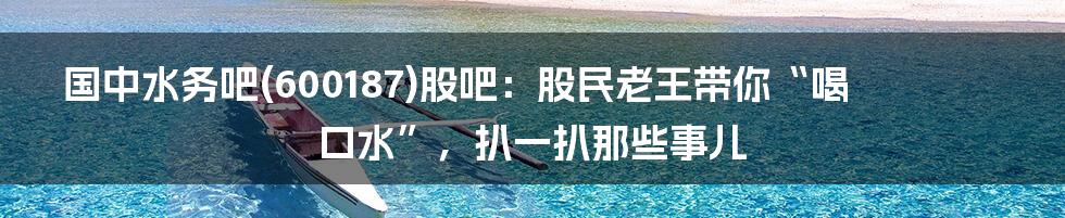 国中水务吧(600187)股吧：股民老王带你“喝口水”，扒一扒那些事儿