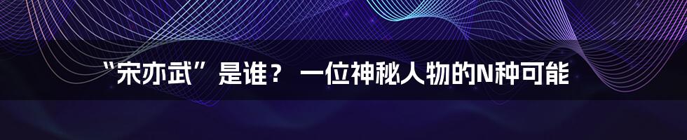“宋亦武”是谁? 一位神秘人物的N种可能
