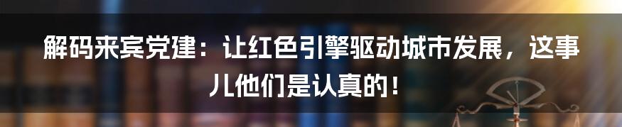 解码来宾党建:让红色引擎驱动城市发展,这事儿他们是认真的!