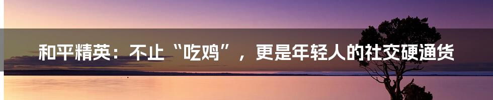 和平精英:不止“吃鸡”,更是年轻人的社交硬通货