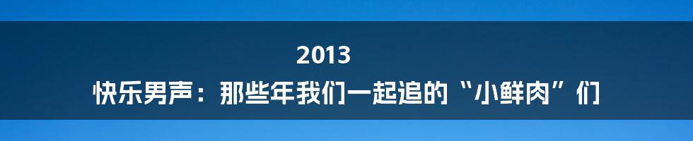 2013 快乐男声：那些年我们一起追的“小鲜肉”们