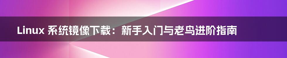 Linux 系统镜像下载:新手入门与老鸟进阶指南