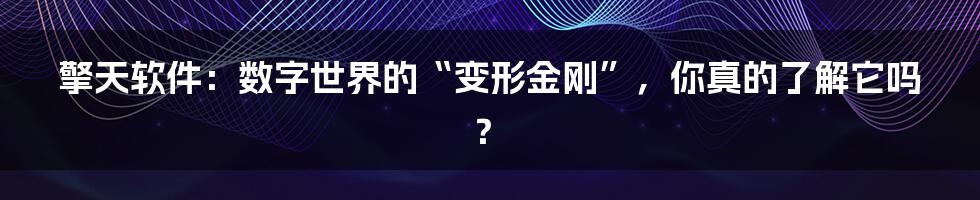 擎天软件:数字世界的“变形金刚”,你真的了解它吗?
