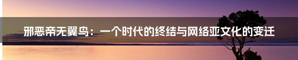 邪恶帝无翼鸟:一个时代的终结与网络亚文化的变迁