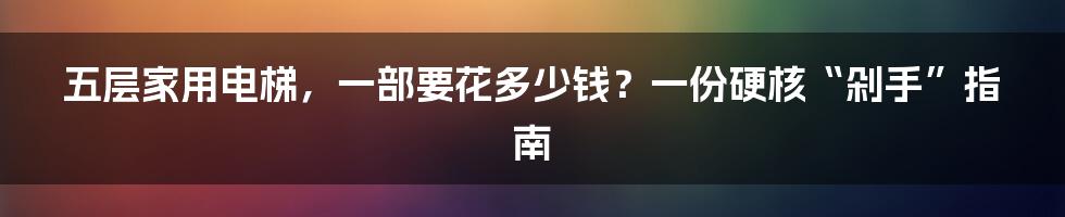 五层家用电梯，一部要花多少钱？一份硬核“剁手”指南