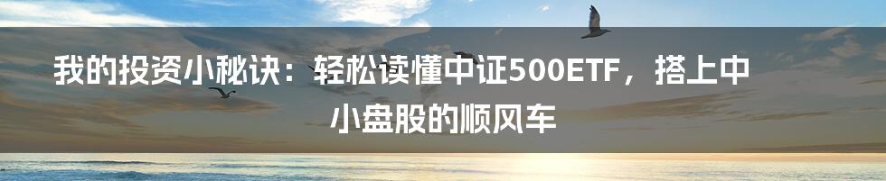 我的投资小秘诀：轻松读懂中证500ETF，搭上中小盘股的顺风车