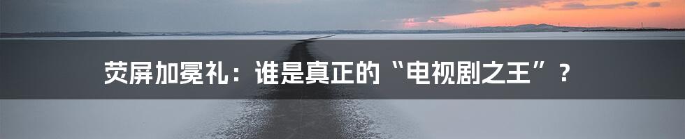 荧屏加冕礼:谁是真正的“电视剧之王”?
