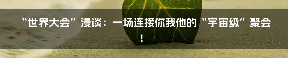 “世界大会”漫谈：一场连接你我他的“宇宙级”聚会！