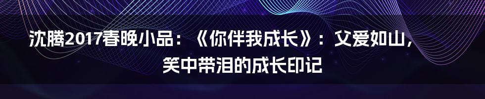 沈腾2017春晚小品:《你伴我成长》:父爱如山,笑中带泪的成长印记