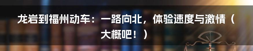 龙岩到福州动车：一路向北，体验速度与激情（大概吧！）